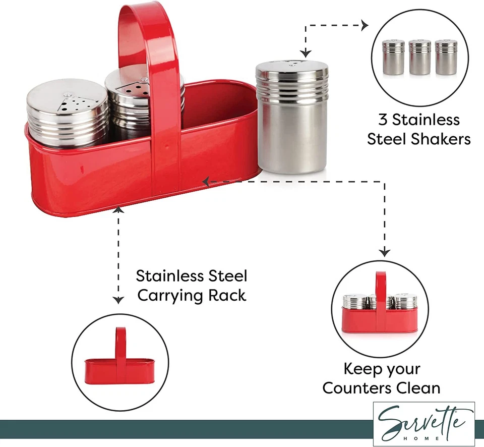 Солонки и перечницы со стойкой для специй - 3 ретро банки для специй в стойке для переноски - Изображение 4 из 4