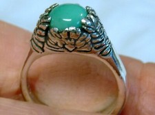 Natural Green Turquoise Size 5.5 Ring 925 Sterling Silver Vintage Style USA Made