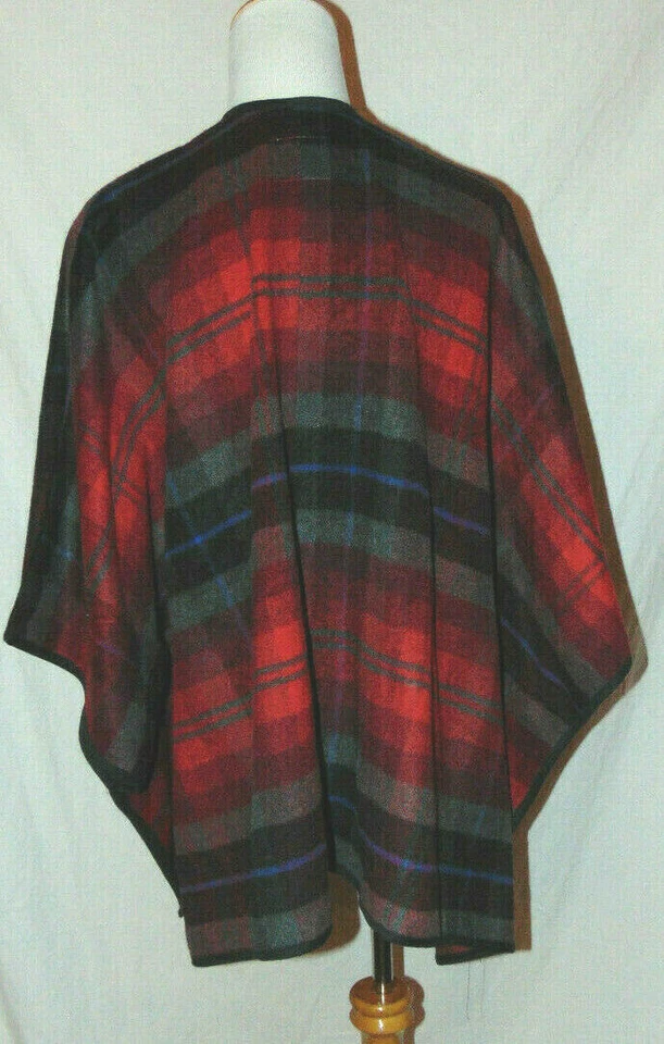 CHAQUETA PONCHO CHAL ABRIGO CAPA MULITi COLOR MEZCLA POLIÉSTER CAPA AZUL MARINO ANTIGUA ~ XS/S Foto 2 de 4