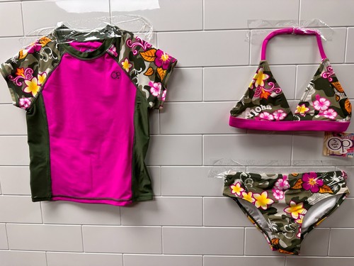 OP GIRLS 3 PC. SWIM SUIT RASHGUARD BIKINI SET CAMOUFLAGE ASST SIZES BRAND NEW - Picture 1 of 3