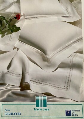 Deluxe Elegant Italian Linen blend Bed-Set Embroidery Gigliuccio 240x290 White