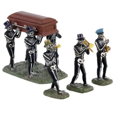 Lemax JAZZ FUNERAL Set of 4 # 13554 Halloween Spooky Town Village 2021 NEW
