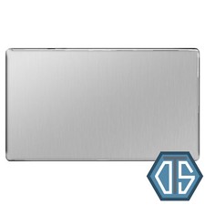 BG FBS95 Brushed Steel Double 2 Gang Blank Plate Cover Screwless Flatplate