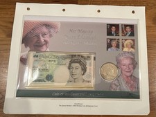 Ltd End Queen Mother 100th Birthday Coin & Banknote FDC Five Pounds