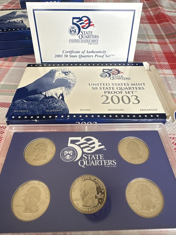 3-2003 S United States Mint 50 State Quarters Proof Set w/COA and Box