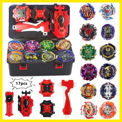 Gyro Battling Blade Set, 12 Spinning Tops, 4 Launchers and 1 Grip with Storag...