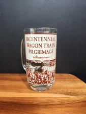 Bicentennial Wagon Train Pilgrimage Glass Mug 1976 Antique Horse & Buggy