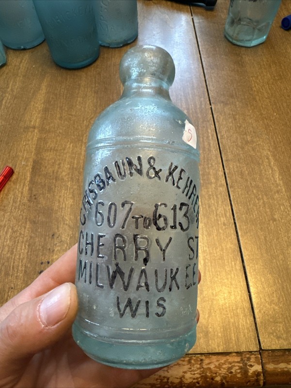 GRISBAUM &KEHREIN BLOB HUTCH SODA BOTTLE MILWAUKEE WI WISCONSIN 
