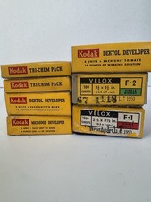 Vintage Kodak Darkroom Lot Velox Paper Dektol Microdol Tri-Chem 1950 Boxes