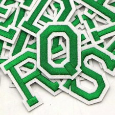 Dark Green Letter Patch Patches Iron On Sew On Alphabet Embroidery Clothes Retro