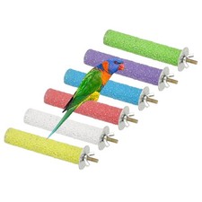 Parrot Perch Wooden Parrot Perch Stand Toy, 4 x 0.8in 6 Colors, 6 Pcs 