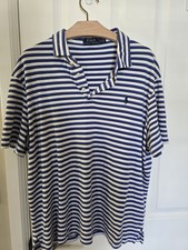 Polo Ralph Lauren XL Striped Blue White Short Sleeve Polo Shirt Logo Button