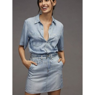 Rag & Bone Liquid Miramar Tencel Denim Mini Dress XS  $350