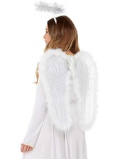 Angel Set Adult Wings Halo with Marabou White 55 by 50cm Costume Accessory