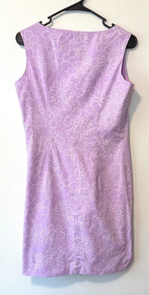 Vestido Vaina Ajustado Floral Lavanda Algodón Esquinero Informal De Colección 6 Foto 2 de 4