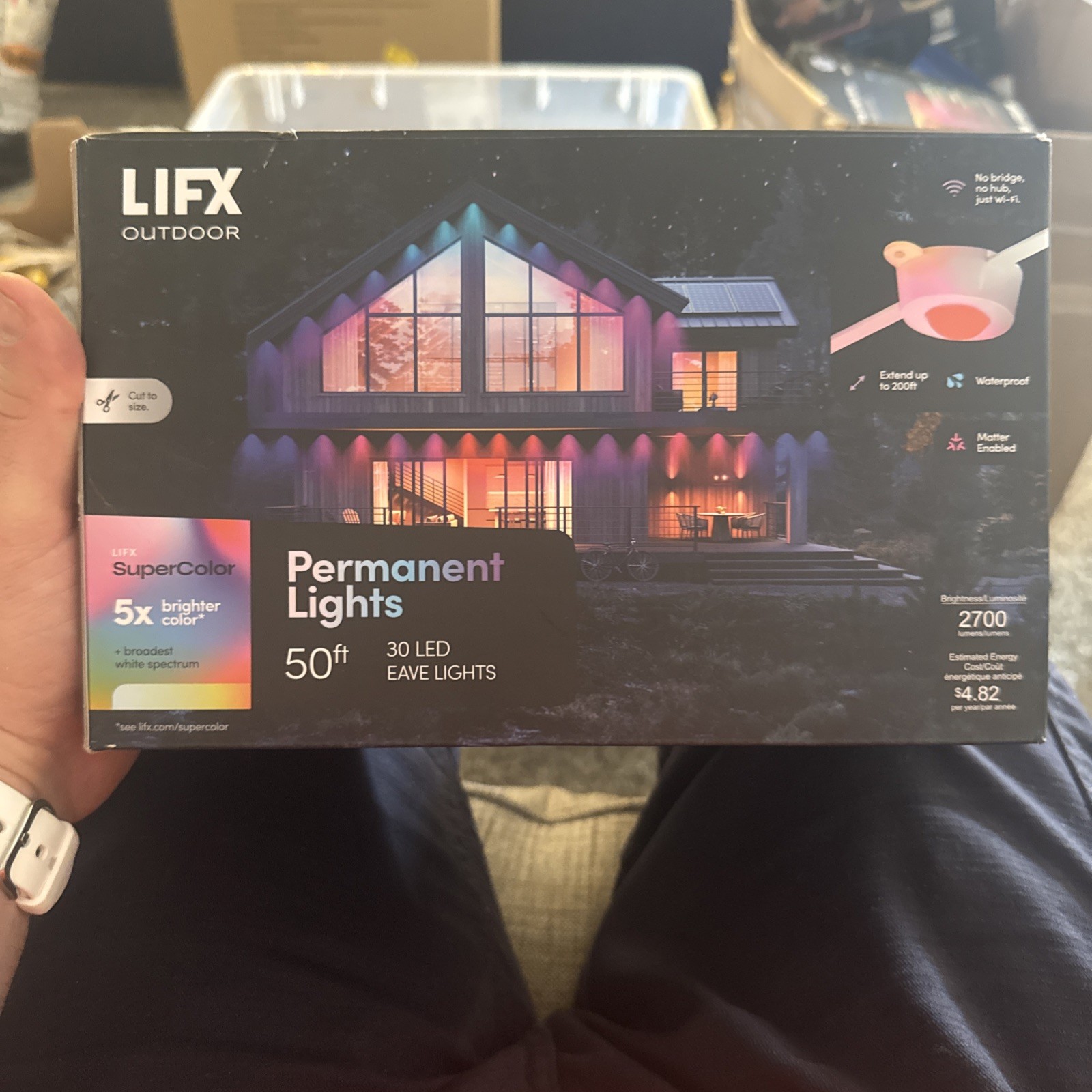 LIFX 30-Light 50 ft Outdoor Plug-In RGBW LED Smart Wi-Fi Permanent String Light