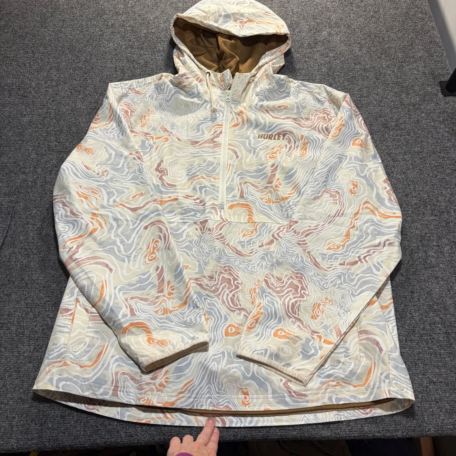 Hurley Offshore Men Anorak Windbreaker Jacket Barely Bone Cream Multicolor XL - product detail image 1