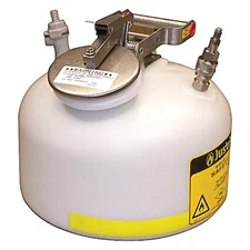 Justrite 12165 Hplc Waste Can, Polyethylene, 2 Gal, Solvents, White