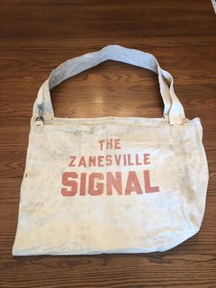 The ZANESVILLE Signal Newspaper Bag Vintage OHIO Original Canvas Delivery Tote