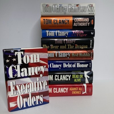 Lot of 9 Tom Clancy Jack Ryan Books HC/DJ Executive Orders Rainbow Six