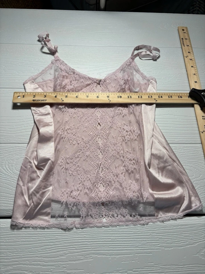 De colección Vanity Fair Medio Slip & Top MEDIANO Rubor Rosa Satinado Floral Encaje Ribete (A24 Foto 4 de 4