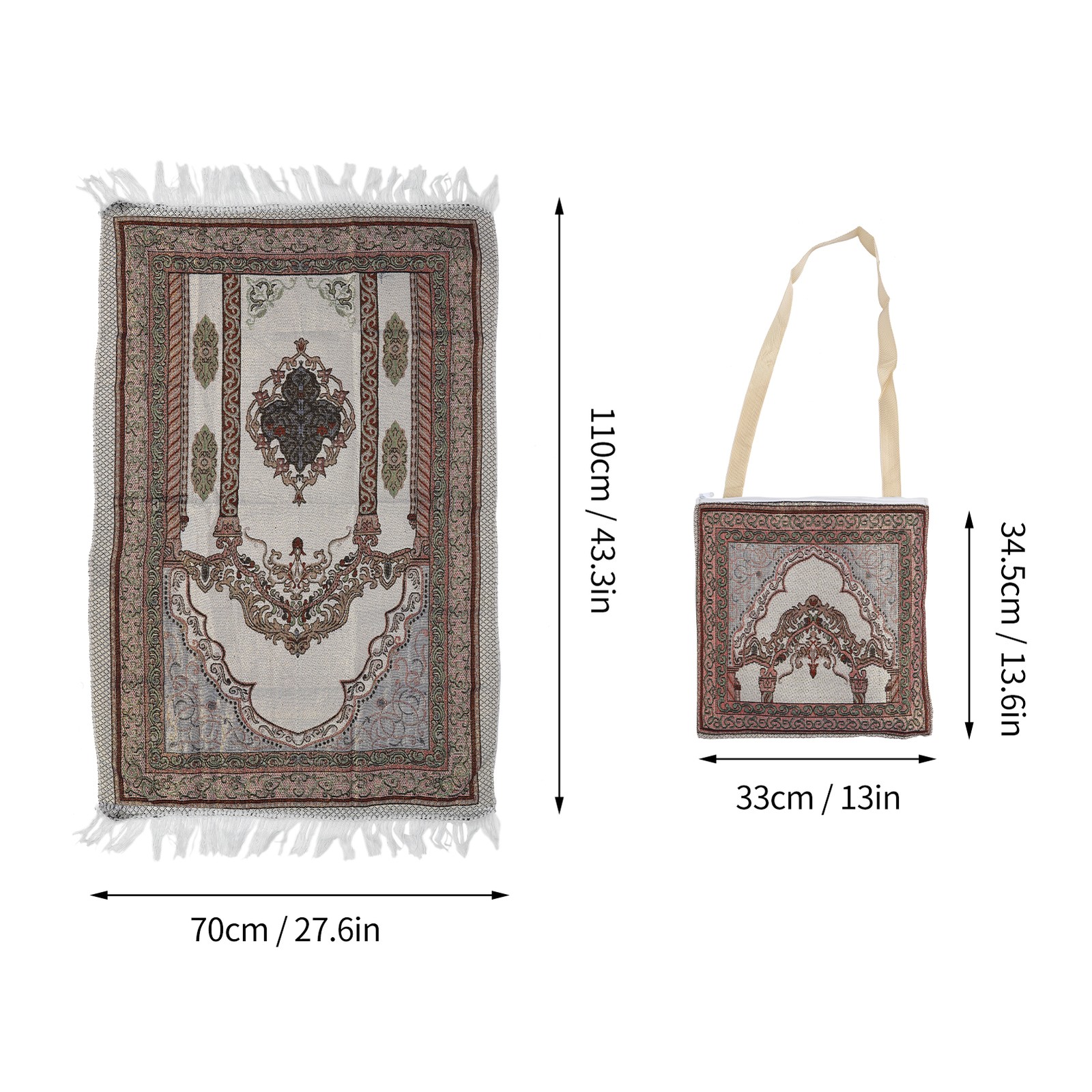 .Prayer Mat Prayer Rug Cotton Yarn Islamic Praying Mat With Bag For Muslim