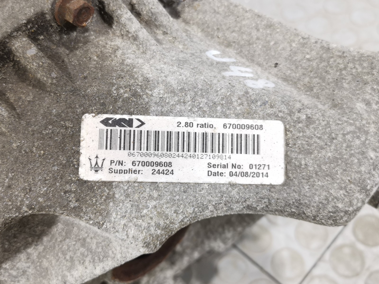 Maserati Ghibli 2014 REAR Differential P/N 670009608