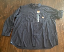 NWT  s Carhartt Force Ridgefield Shirt Men  s 3XL Reg 102418 Navy L/S Roll Tab