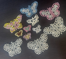 Vintage Lace Appliques Lot Butterflies Tatting 1-7/8", 4", 5"
