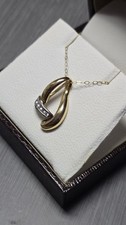 Diamond Pendant necklace Yellow Gold Fully Hallmarked Channel Set Diamonds 20"