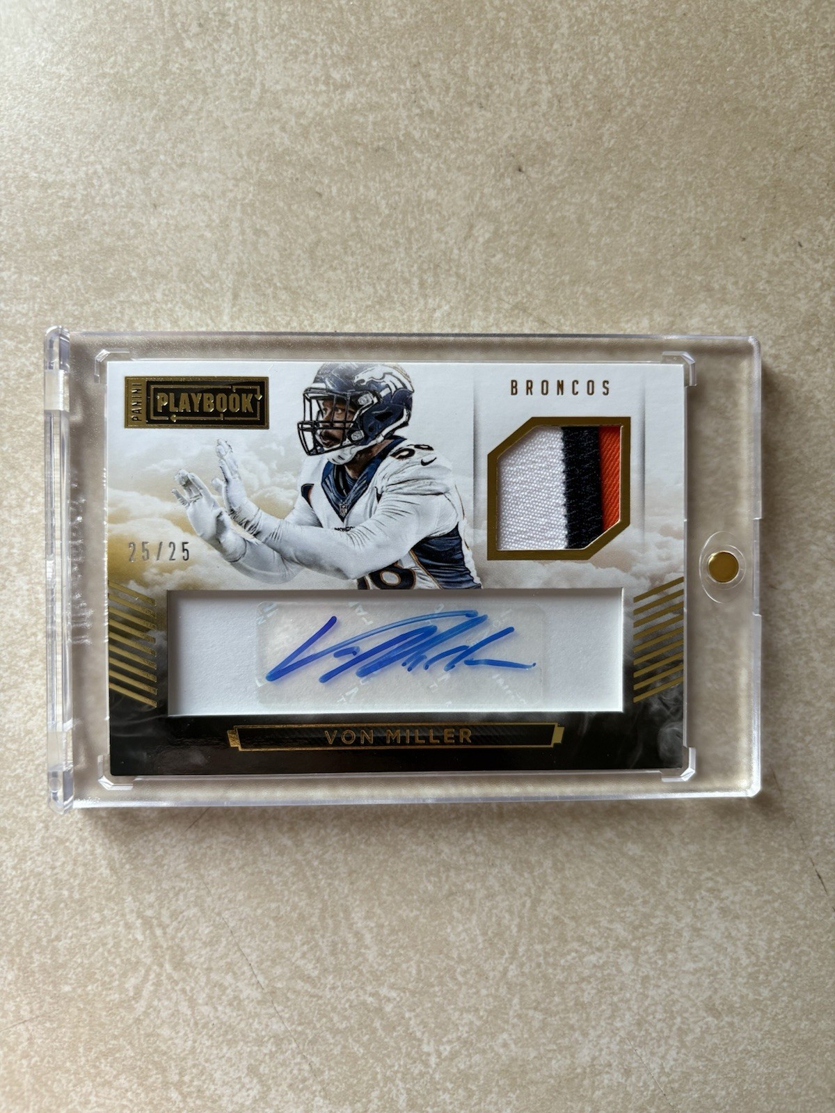 2015 Panini Playbook Von Miller Game Used Patch Auto 25/25! Broncos Rams SB MVP view 1