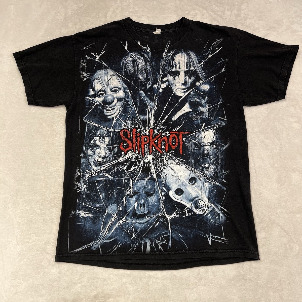 RARE Vintage Slipknot T-Shirt Men's L All Over Print Shattered