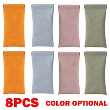 8PC Leather Mouth Snapped Sunglasses Eyeglass Glasses Case Soft Pouch Bag Pocket