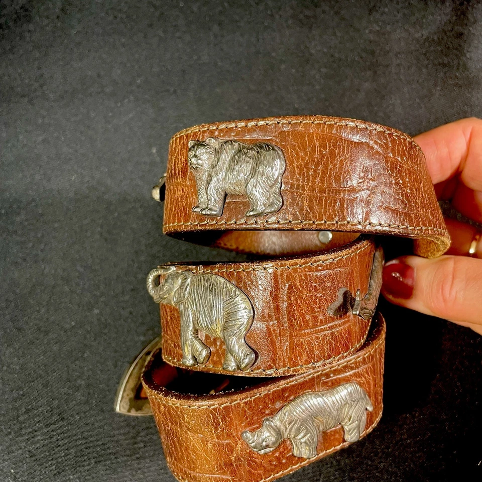 Cinturón Concho Honest by Brighton Especies en Peligro de Extinción Cuero Marrón Talla 28 Animales Foto 3 de 4