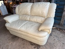 Cream Leather Sofa Settee 2 Seater Made in Italy Quality