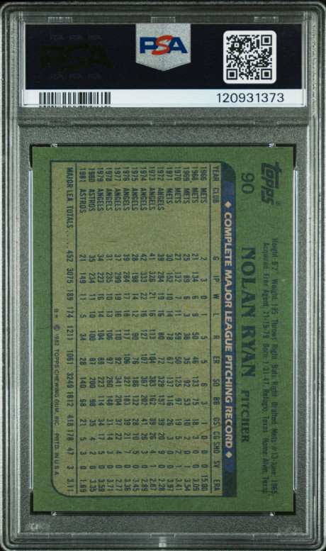 1982 Topps Nolan Ryan HOF Signed Baseball Card #90 Certified PSA 8 DNA Auto 10 view 4