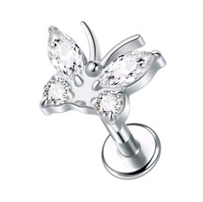 1 Pair Of Women's Earrings, Butterfly Shaped Earrings, Stainless Steel Zircon Ea