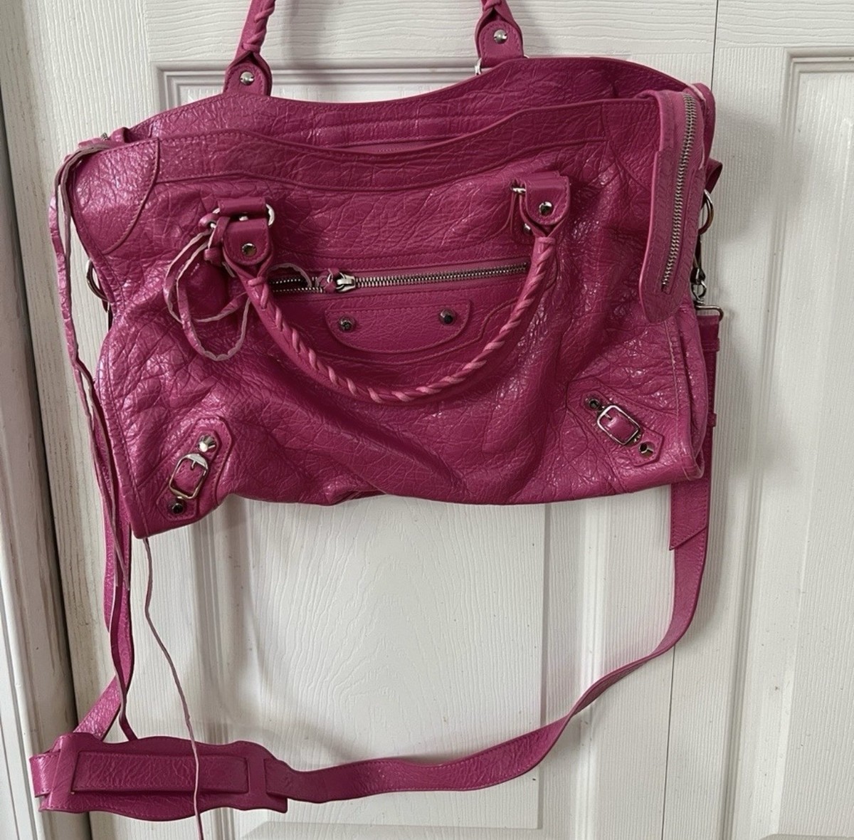 Authentic Balenciaga Pink City Bag w Mirror, Detachable Strap