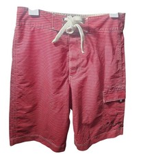 Converse Mens Striped Swim Shorts With Drawstring Pocket Red Navy Size 30