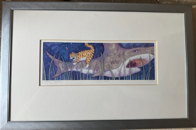 #ad #ad Signed Limited Edition Print “Shark Attack” 257 1000 Surreal Tiger Shark Framed $57.38