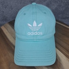 Adidas Hat Cap Strapback Teal Blue Adjustable Adult Embroidered Trefoil Mens