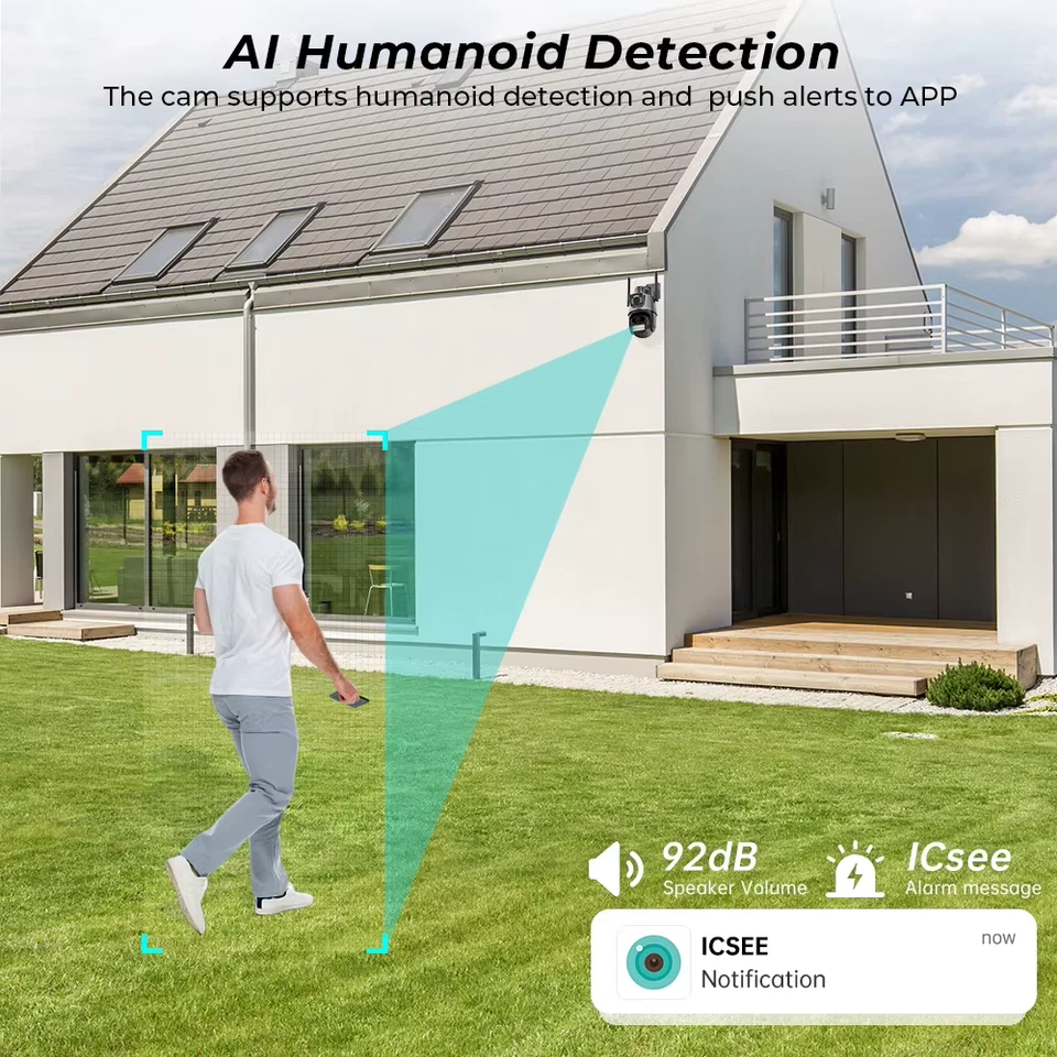 BESDER 9MP PTZ IP Camera Wifi 8X Digital Zoom Outdoor Dual Screens AI Auto Track - Image 4 of 4