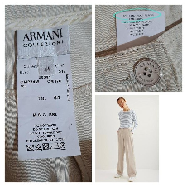 Women Armani Collezioni Trousers Beige Viscose 38