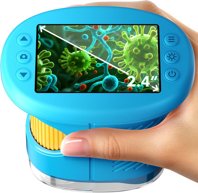 4K 1000X Digital Microscope for Kids with 32G Card, Long Distance Viewing & 2.4''