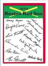 1974 Topps - Boston Red Sox Checklist Unmarked  NNO