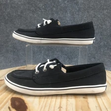 Sperry Shoes Womens 9.5 Lounge Camp Sneakers Black Canvas Lace Up Casual Low Top