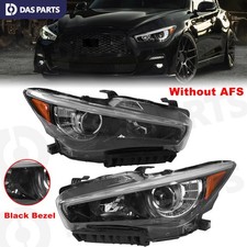 Black For 2014-2022 INFINITI Q50 w/o AFS Pair LED Headlight Headlamp Left Right