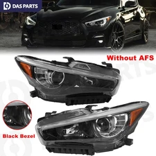 Black For 2014-2022 INFINITI Q50 w/o AFS Pair LED Headlight Headlamp Left Right