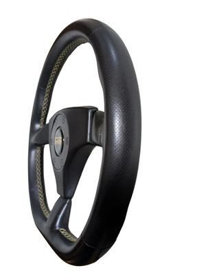 OZ Racing D-Shape Steering Wheel 350mm Black Leather Yellow Stitch