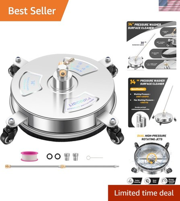 #ad 14quot; Stainless Steel Pressure Washer Surface Cleaner with 4 Wheels amp; Accessories $92.99